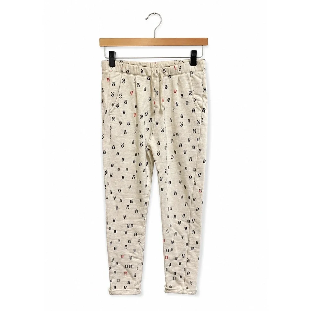 Zara Girls Cream‎ Gray Orange Sweatpants Arrow Design Cuffed Jogger 9/10